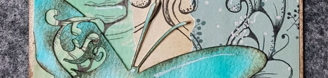 Schmetterlingskarte im MixedMedia-Stil mit Zentangle Muster – DIY